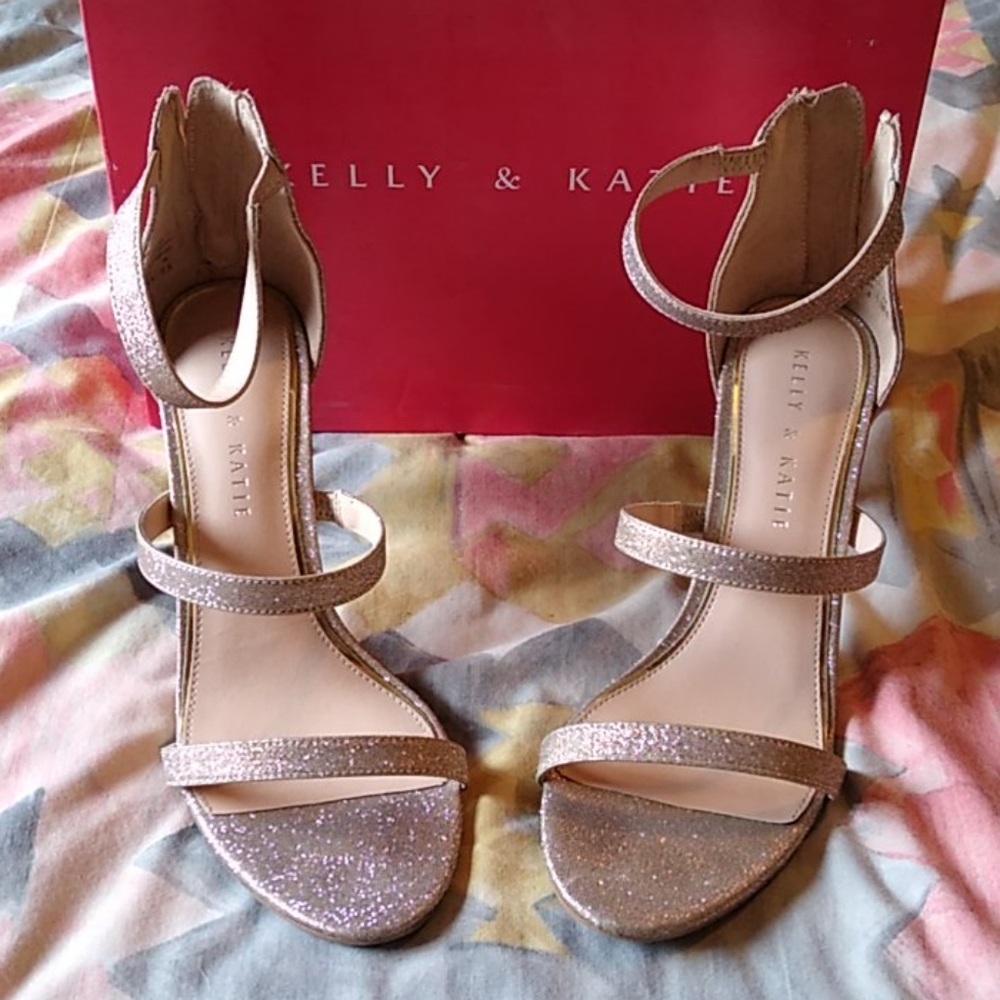Kelly & Katie sparkly gold heels